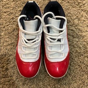Jordan 11 retro low football cleats. Red & White